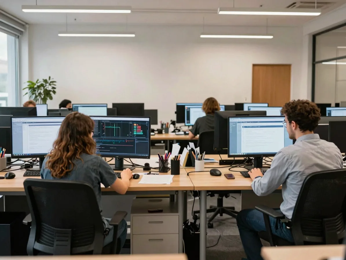 Plan large d’un espace de travail de petite entreprise avec deux