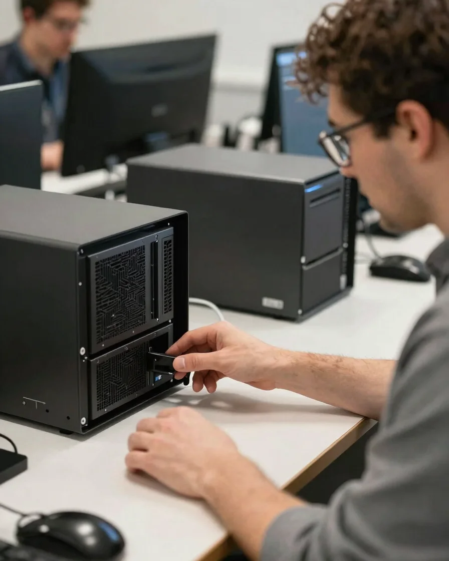 Photographie éditoriale naturelle d'un informaticien en train d'e